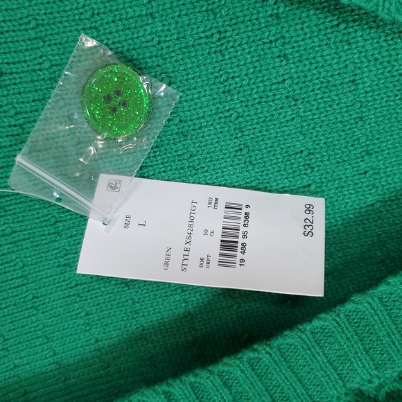 Women's Fuzzy Long Sleeve Button Cardigan With Ornament Details ~ Green - Picture 4 of 12